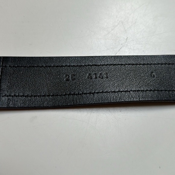 Prada vintage 80s Brown metallic leather belt~LG Chrome monogram buckle~openedge - Picture 5 of 15